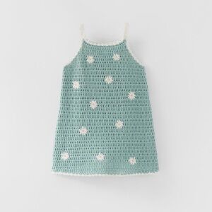 ZARA EMBROIDERED FLOWER CROCHETED DRESS